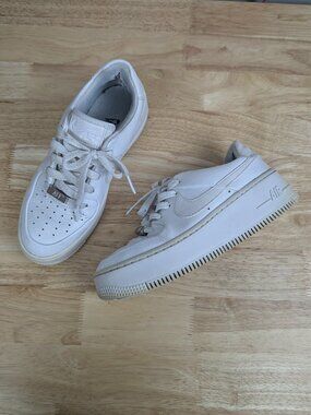Nike | Air Force 1 Sage Low White Platform Sneakers Womens Size 5